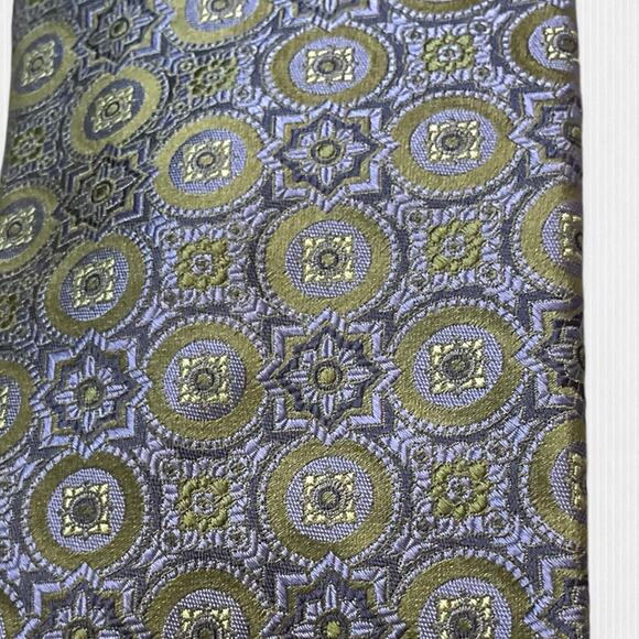 IKE BEHAR for Neiman Marcus Periwinkle Blue Green Textured Repp Silk Tie - Picture 9 of 12